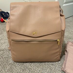 Freshly Picked Beige Backpack with Gold Details